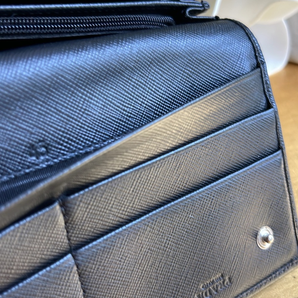 Prada Triangle Logo Long Snap Wallet in Black Saffiano Leather - Picture 12 of 14